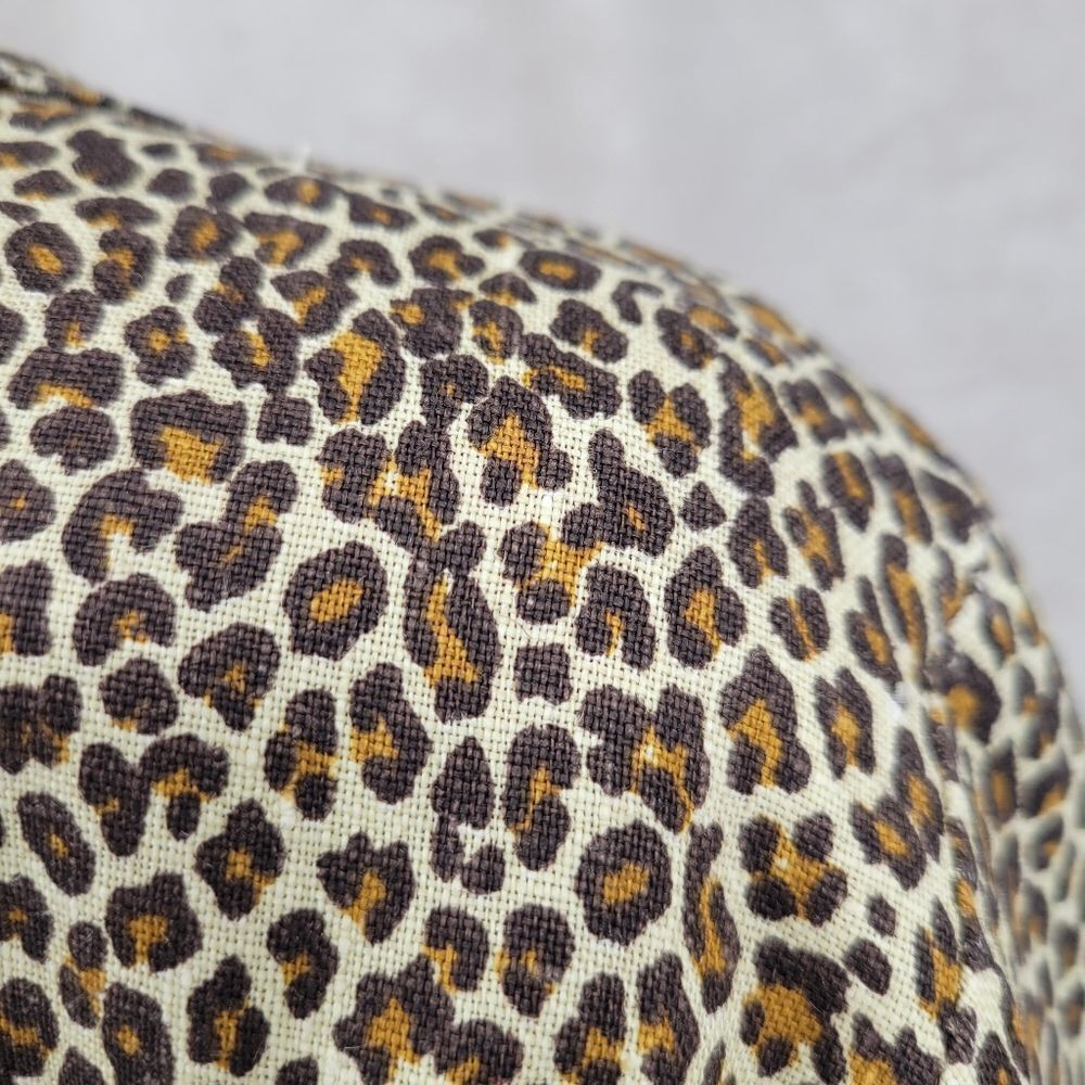 Tasha Polizzi Trench Coat Vintage Linen Leopard Print Double Breasted - Picture 7 of 13